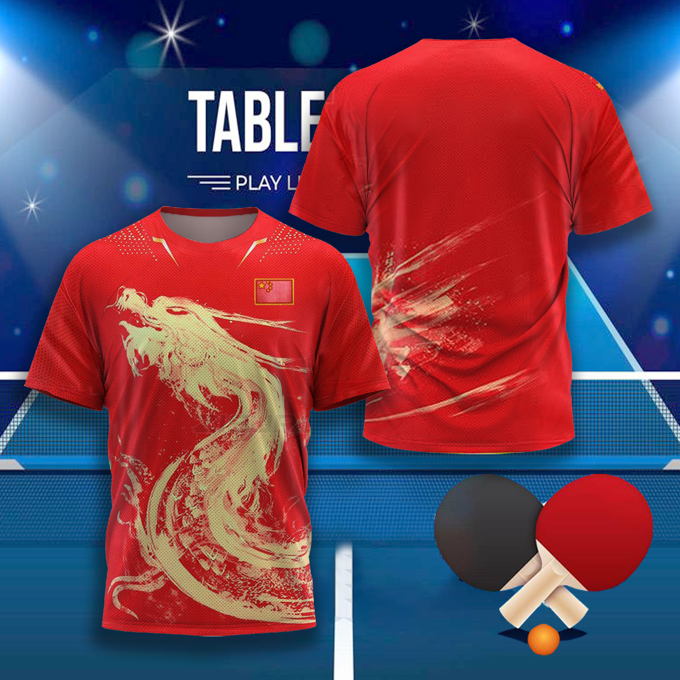 Xu Xin Table Tennis - CHINA Dragon Table Tennis Graphic T